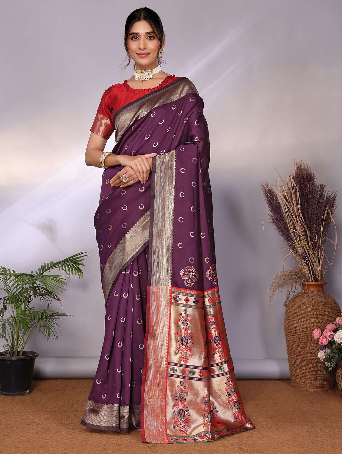 women self design paithani saree with blouse
