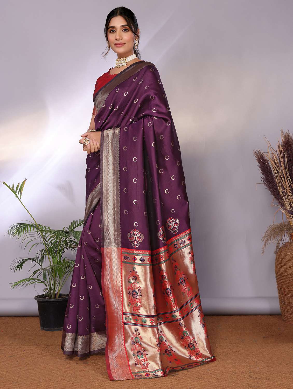 Women Self Design Paithani Saree With Blouse - 22543864 -  Standard Image - 3