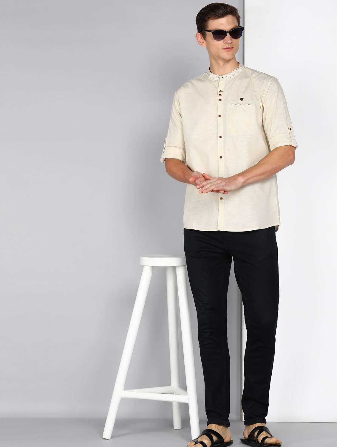 men solid long sleeve regular fit casual shirt - 22543938 -  Standard Image - 5