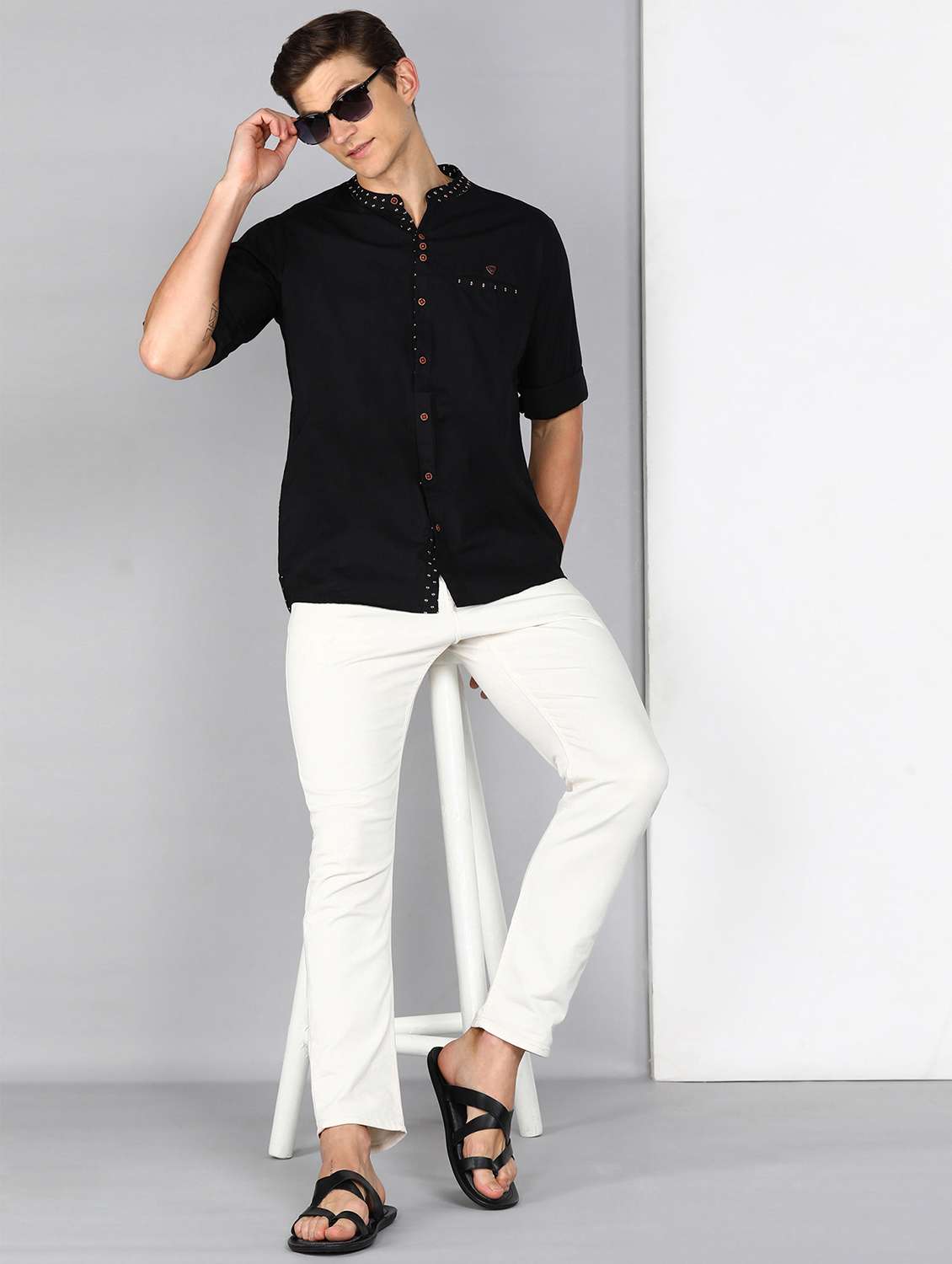 men solid long sleeve regular fit casual shirt - 22543940 -  Standard Image - 5