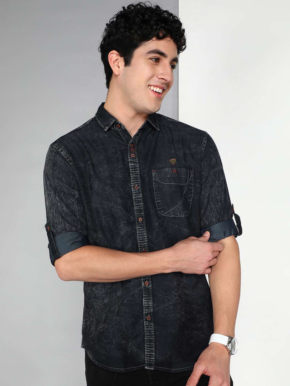 men solid long sleeve regular fit casual shirt