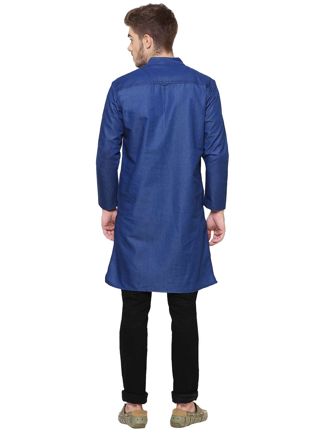 men solid mandarin neck long kurta - 22543963 -  Standard Image - 3