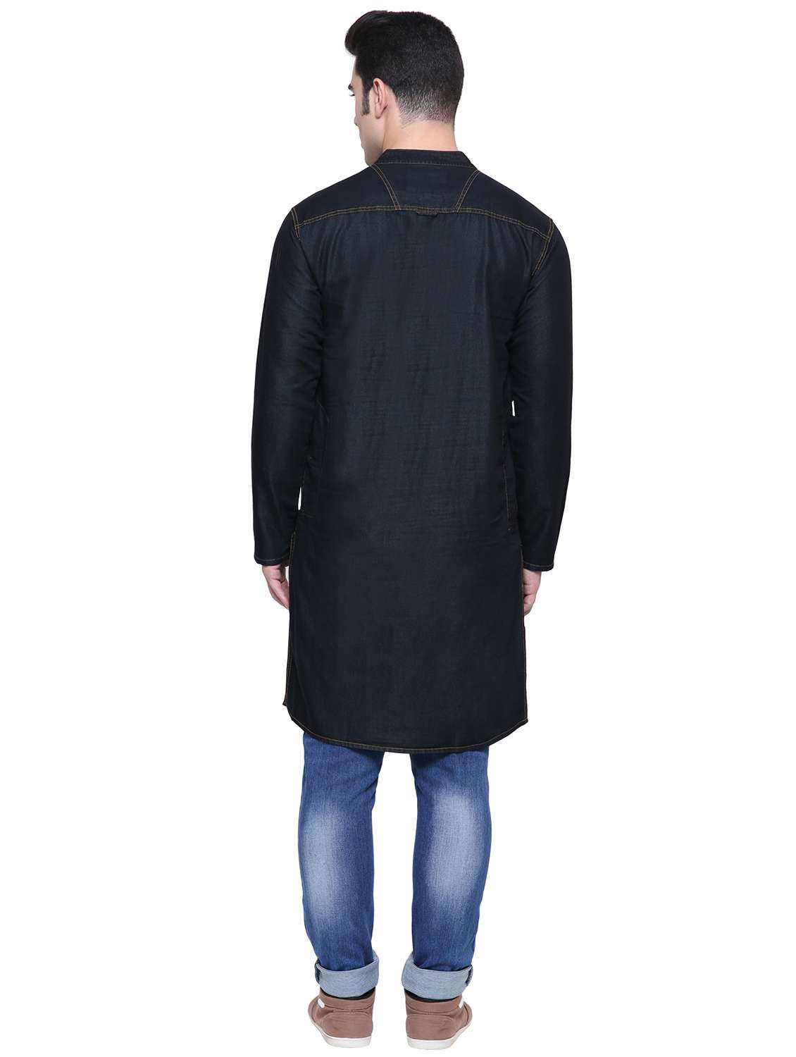 men solid mandarin neck long kurta - 22543964 -  Standard Image - 3