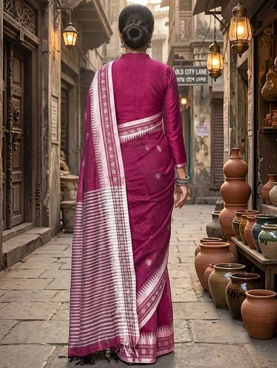 women self design handloom saree with blouse - 22543973 -  Standard Image - 3