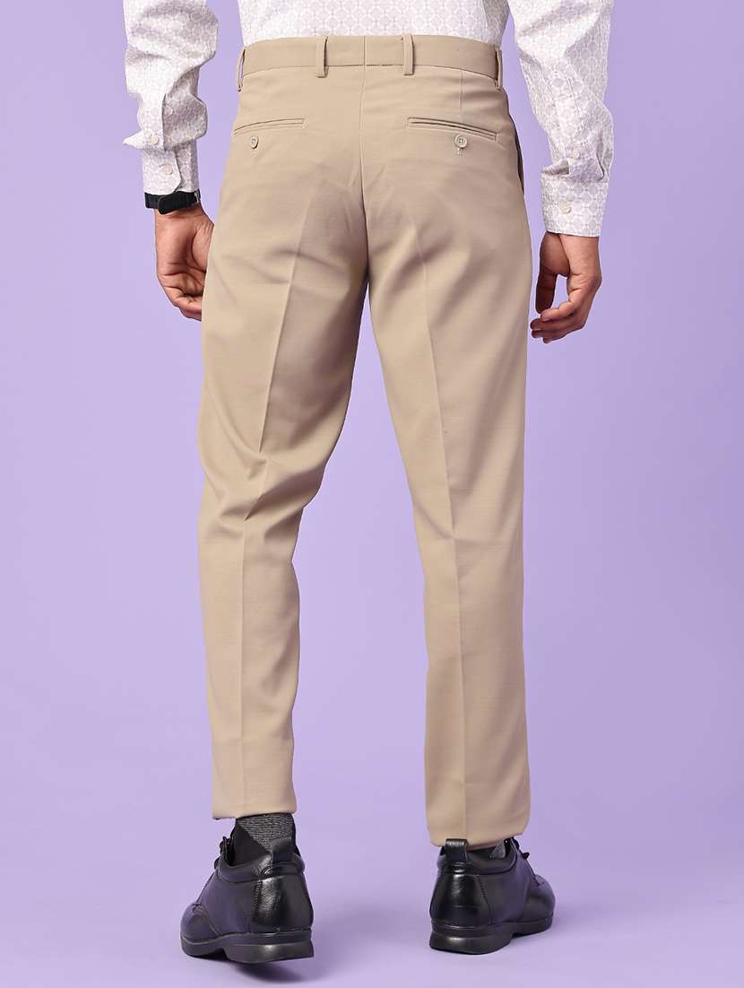 men solid mid rise flat formal trouser - 22543985 -  Standard Image - 3