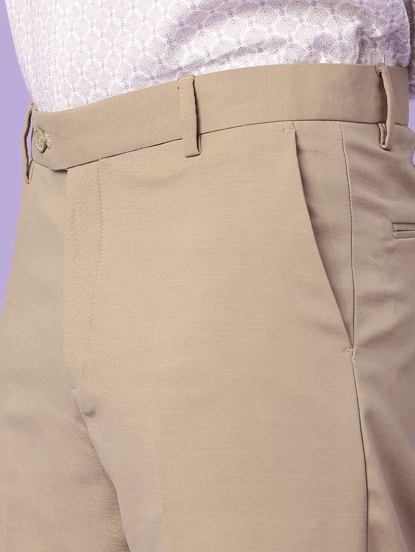 men solid mid rise flat formal trouser - 22543985 -  Standard Image - 5