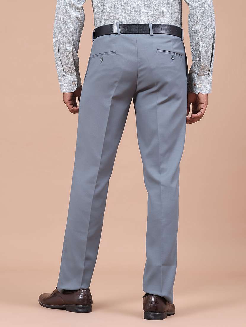 men solid mid rise flat formal trouser - 22543986 -  Standard Image - 3