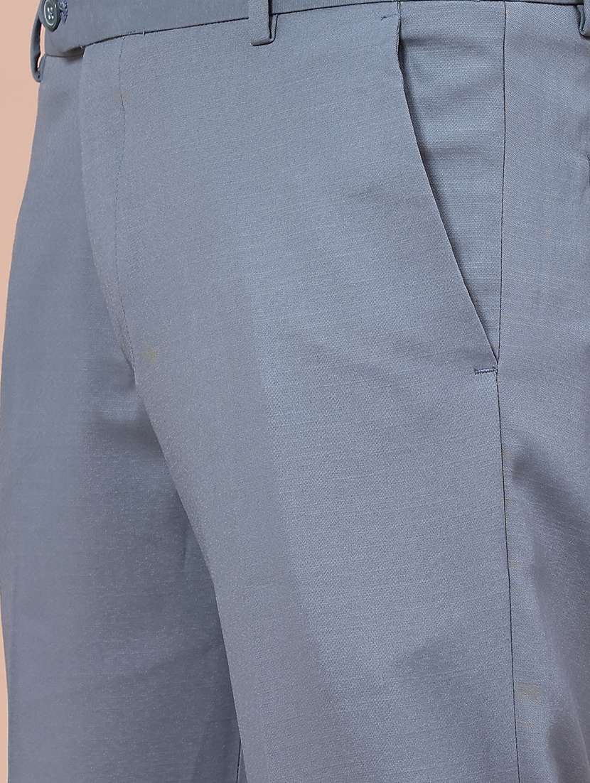 men solid mid rise flat formal trouser - 22543986 -  Standard Image - 5