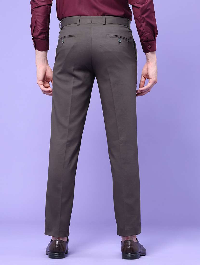 men solid mid rise flat formal trouser - 22543988 -  Standard Image - 3