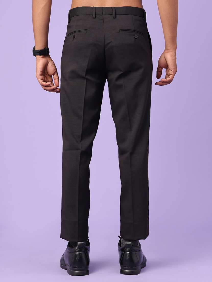 men solid mid rise flat formal trouser - 22543989 -  Standard Image - 3