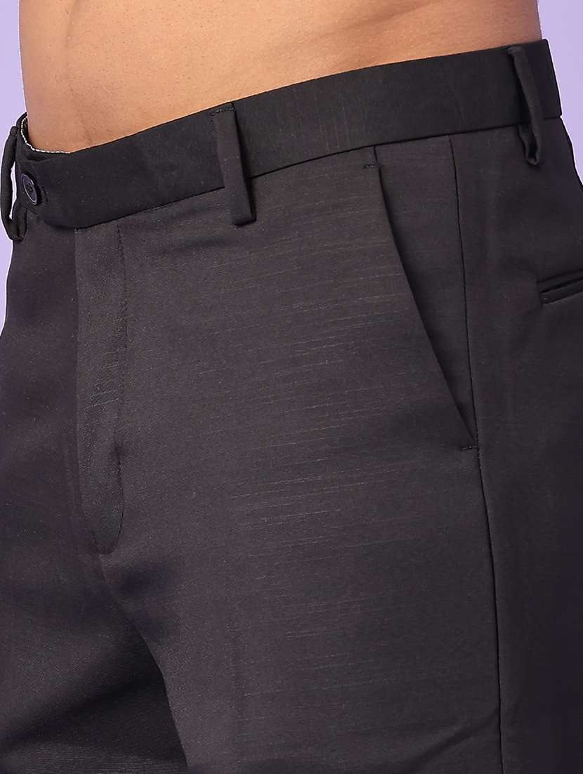 men solid mid rise flat formal trouser - 22543989 -  Standard Image - 5