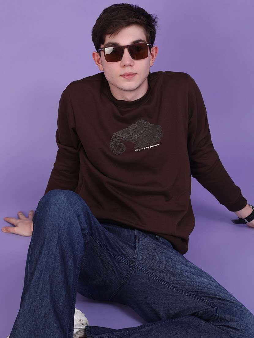 men printed long sleeves regular fit sweatshirt