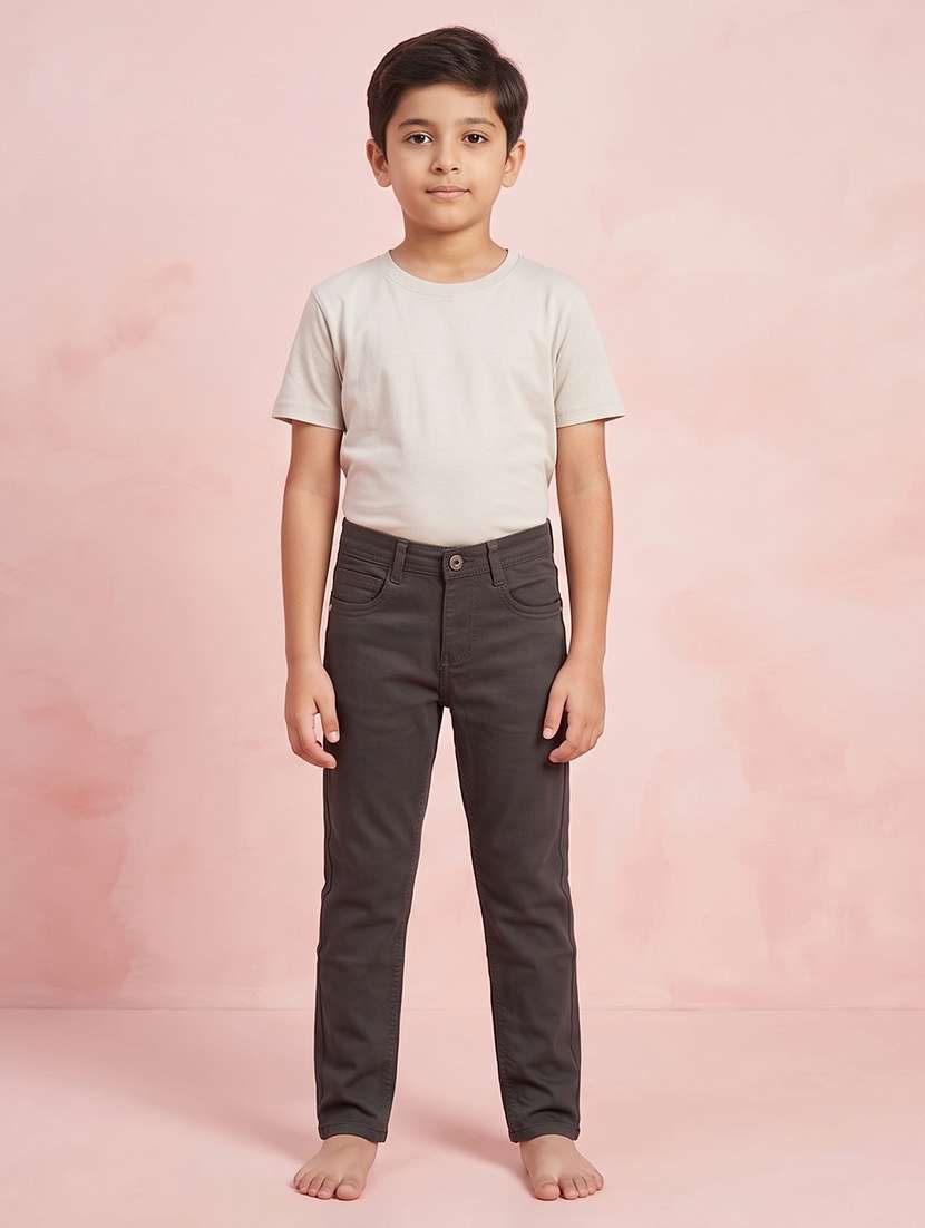 boys solid mid rise slim fit jeans