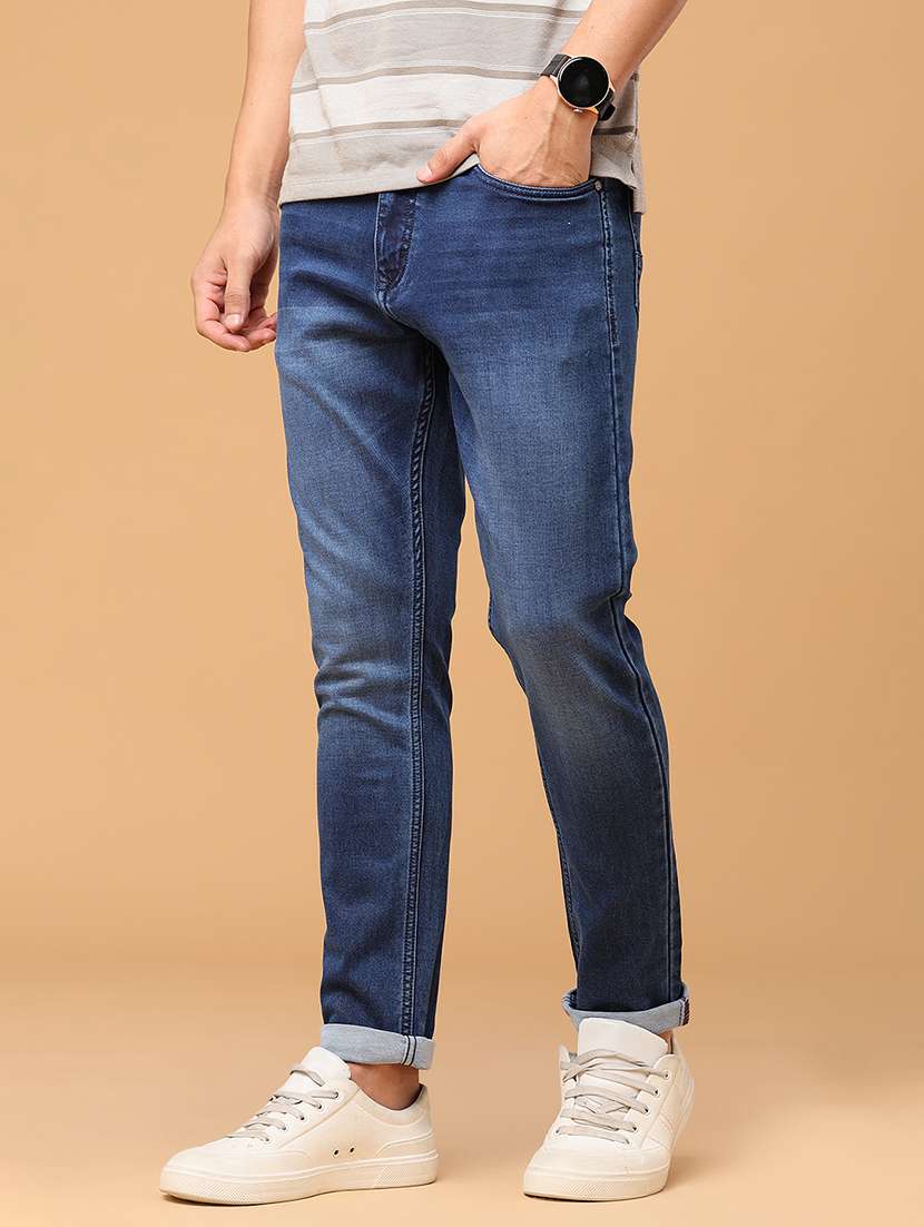 men washed mid rise full length slim fit jeans - 22544218 -  Standard Image - 3