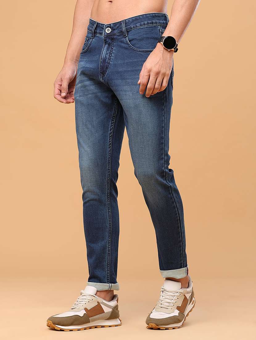 Men Washed Mid Rise Full Length Slim Fit Jeans - 22544219 -  Standard Image - 3