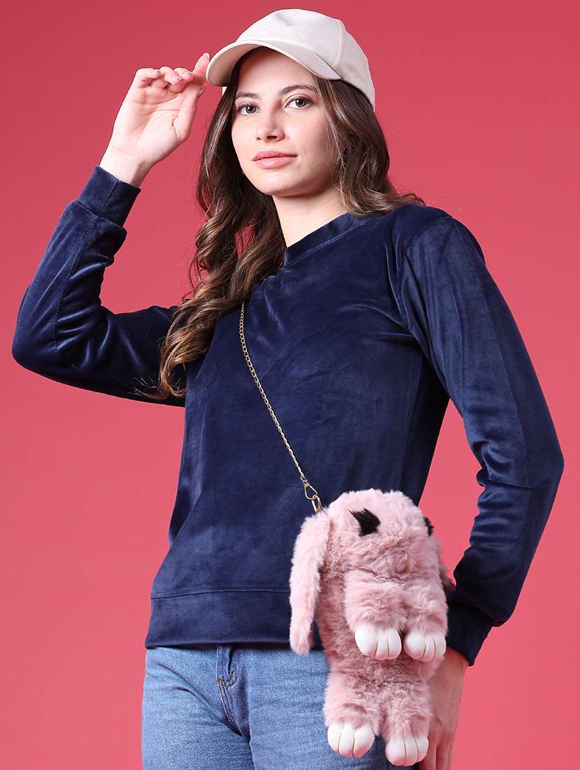 women solid long sleeves regular fit sweatshirt