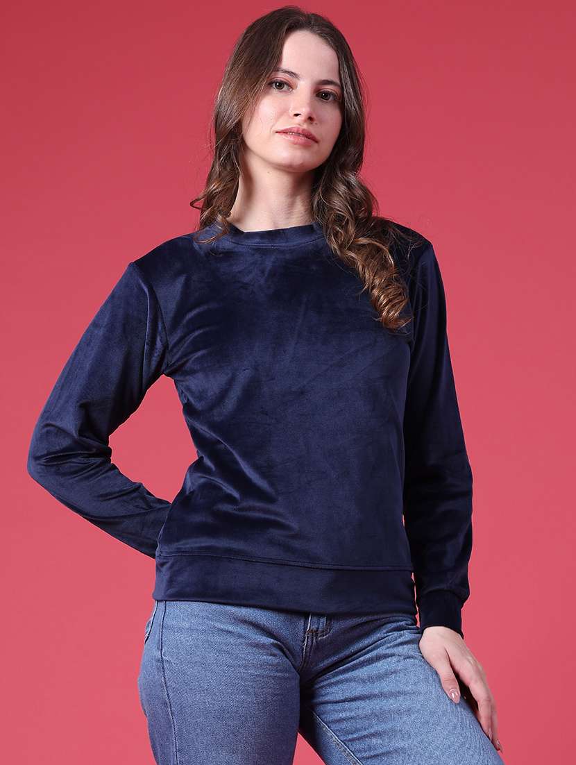 Women Solid Long Sleeves Regular Fit Sweatshirt - 22544843 -  Standard Image - 3
