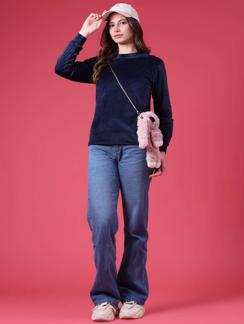 Women Solid Long Sleeves Regular Fit Sweatshirt - 22544843 -  Standard Image - 5