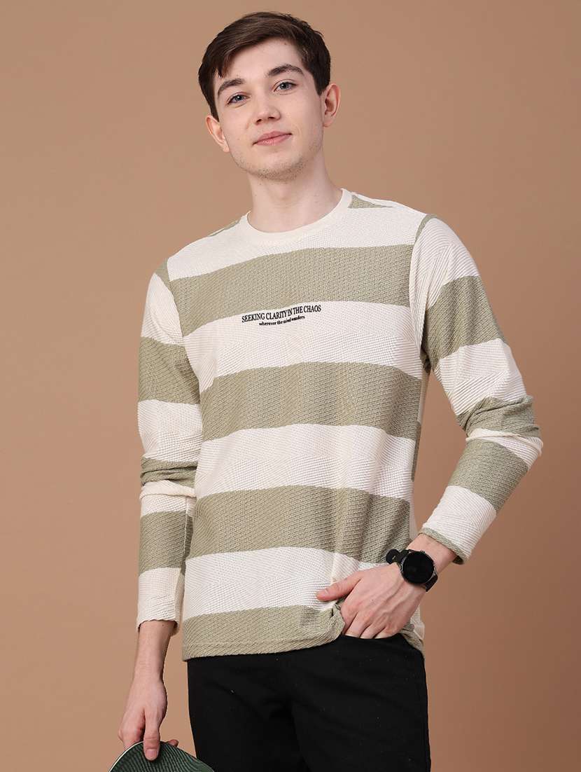 men striped long sleeve regular fit t-shirt
