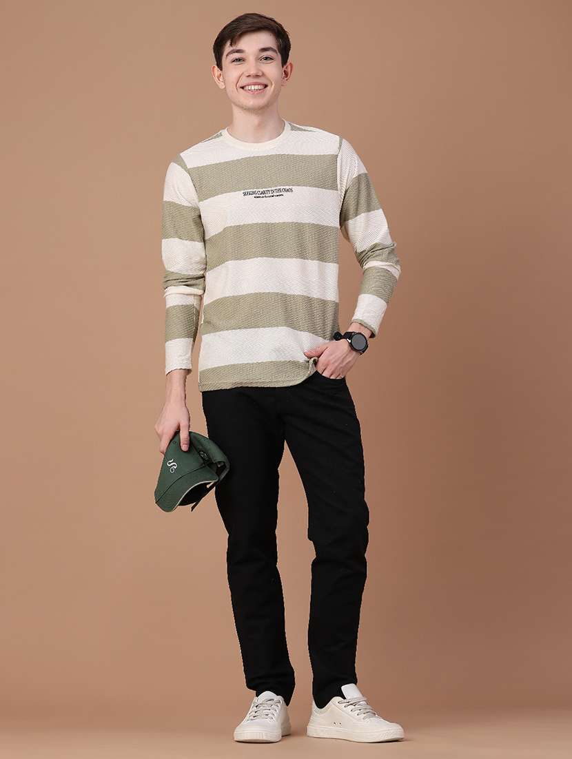 Men Striped Long Sleeve Regular Fit T-shirt - 22545191 -  Standard Image - 5
