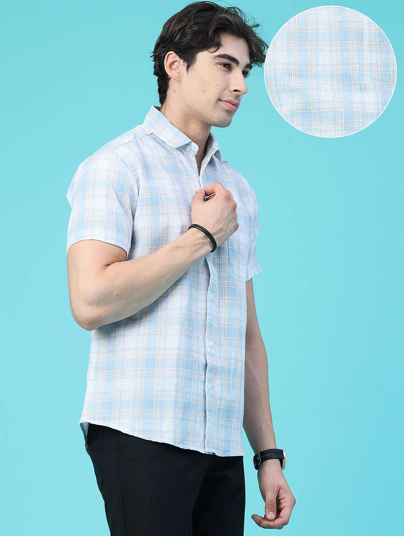 Men Checkered Short Sleeve Regular Fit Casual Shirt - 22546056 -  Standard Image - 3