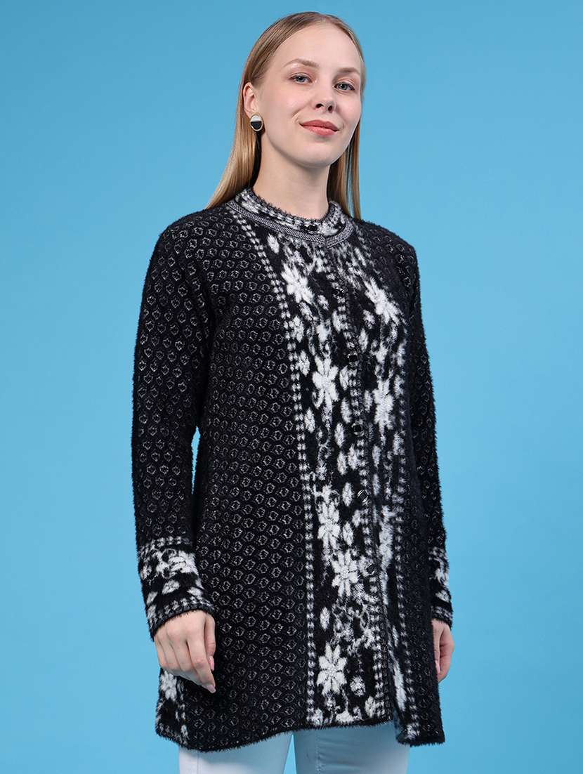 Women Self Design Long Sleeves Cardigan - 22546073 -  Standard Image - 3