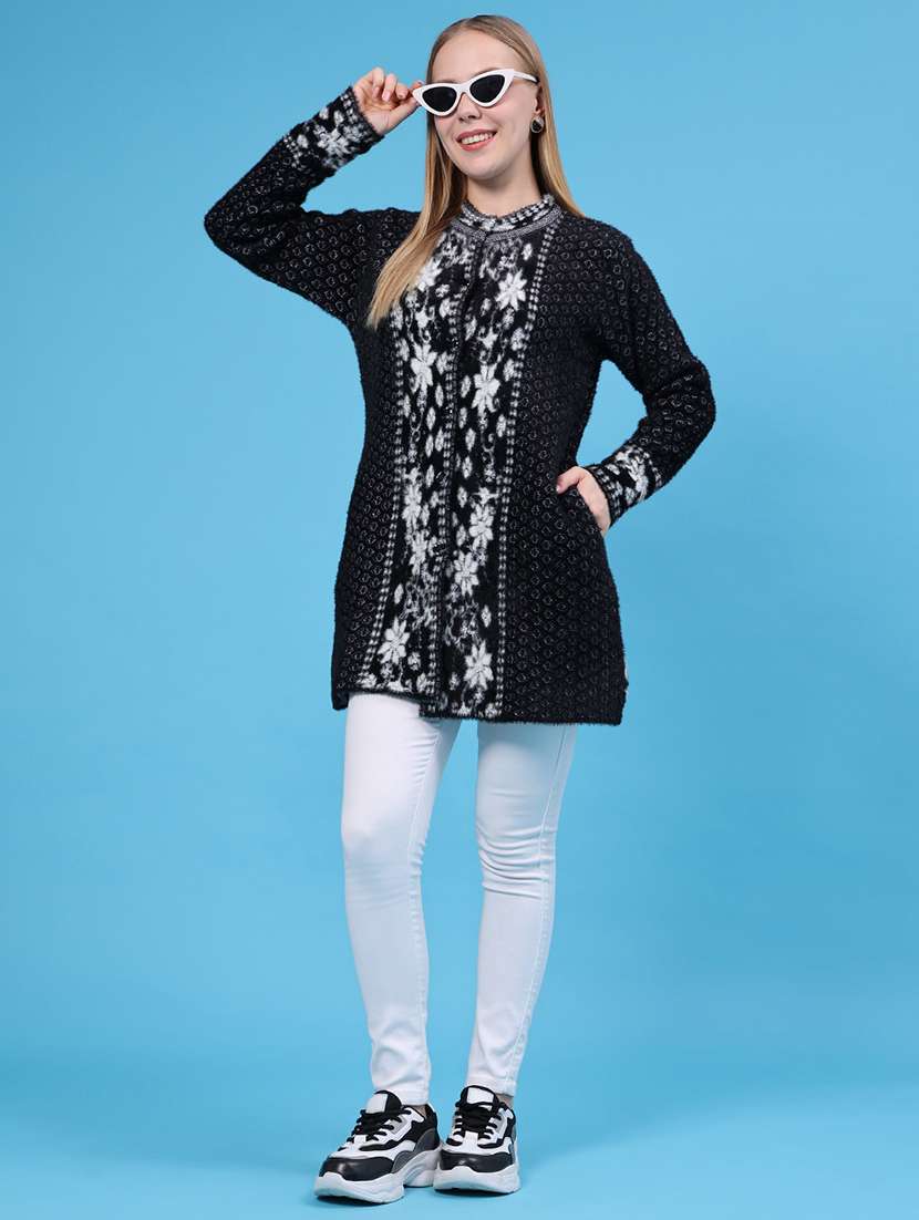 Women Self Design Long Sleeves Cardigan - 22546073 -  Standard Image - 5