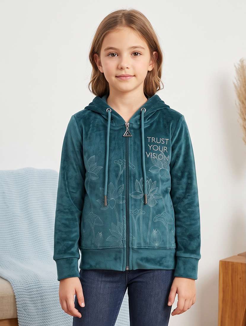 girls printed long sleeves hooded sweatshirt