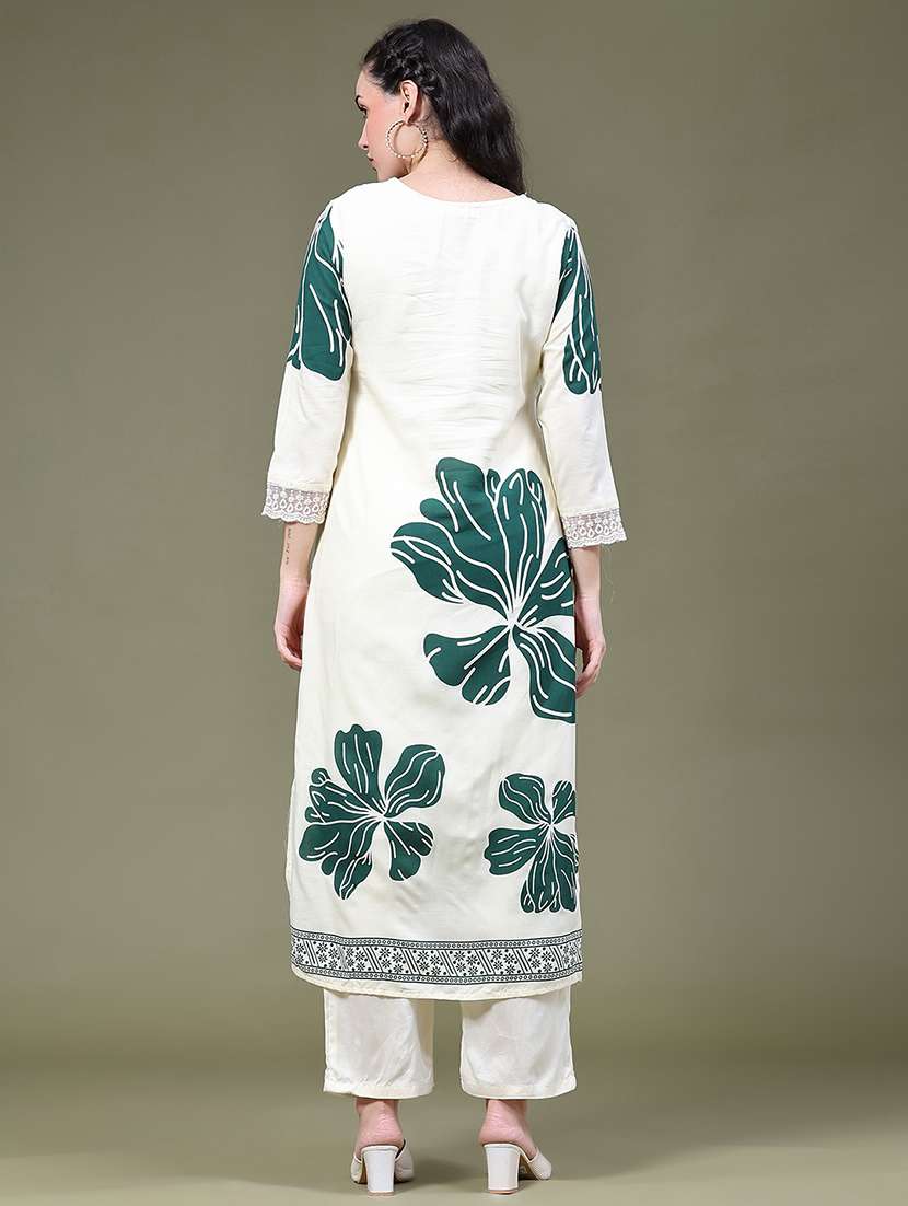 Women Printed Three Quarter Sleeves Kurta Pant Set With Dupatta - 22546266 -  Standard Image - 3