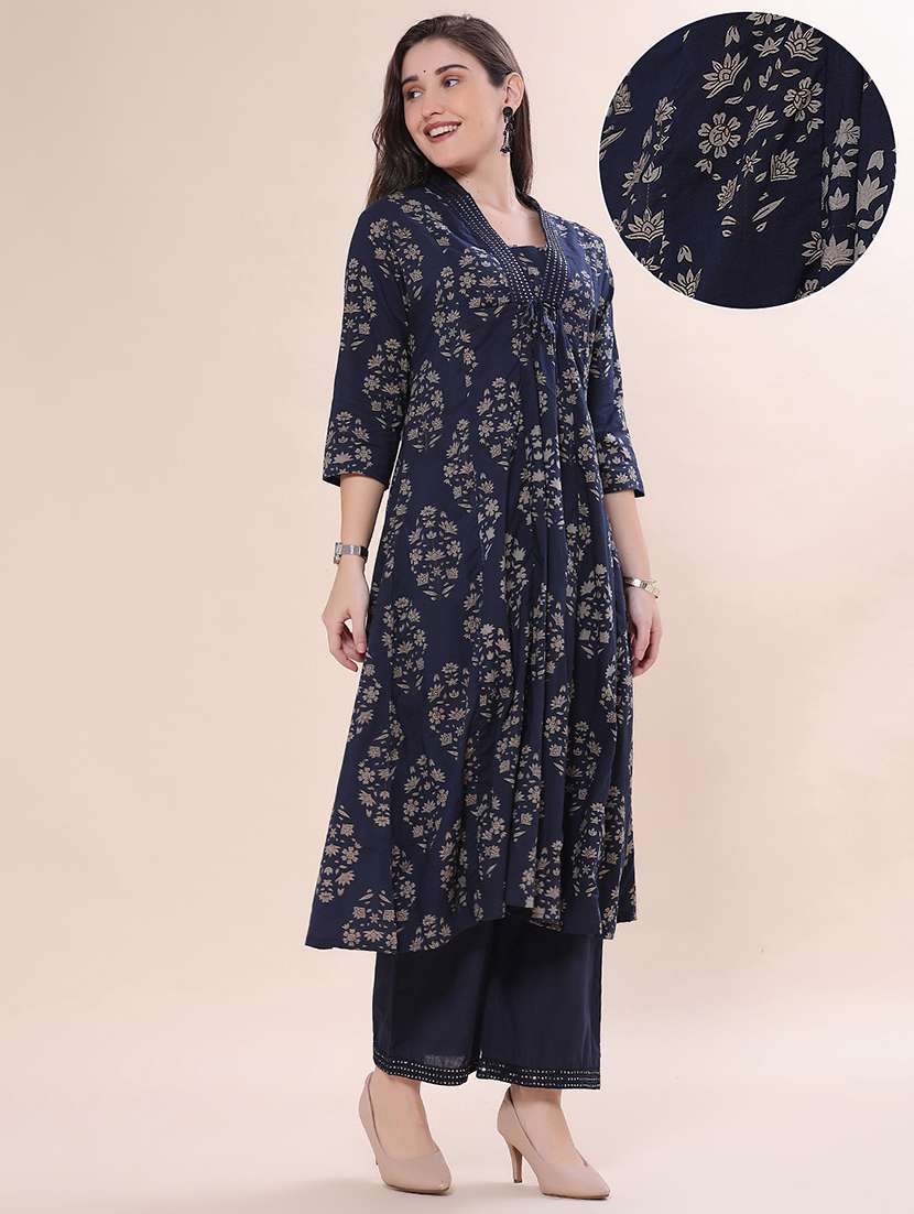 Women Printed Three Quarter Sleeves Kurta Pant With Dupatta Set - 22546277 -  Standard Image - 3