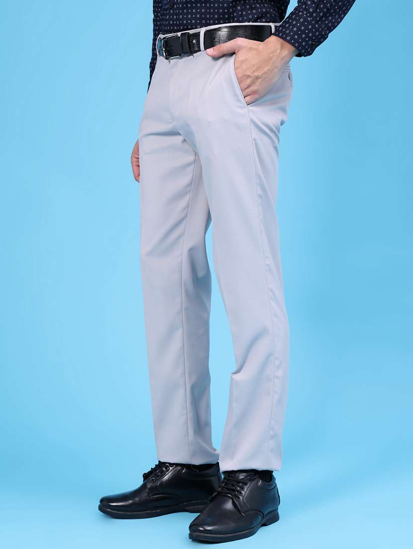 Men Solid Mid Rise Flat Front Formal Trouser - 22546287 -  Standard Image - 3