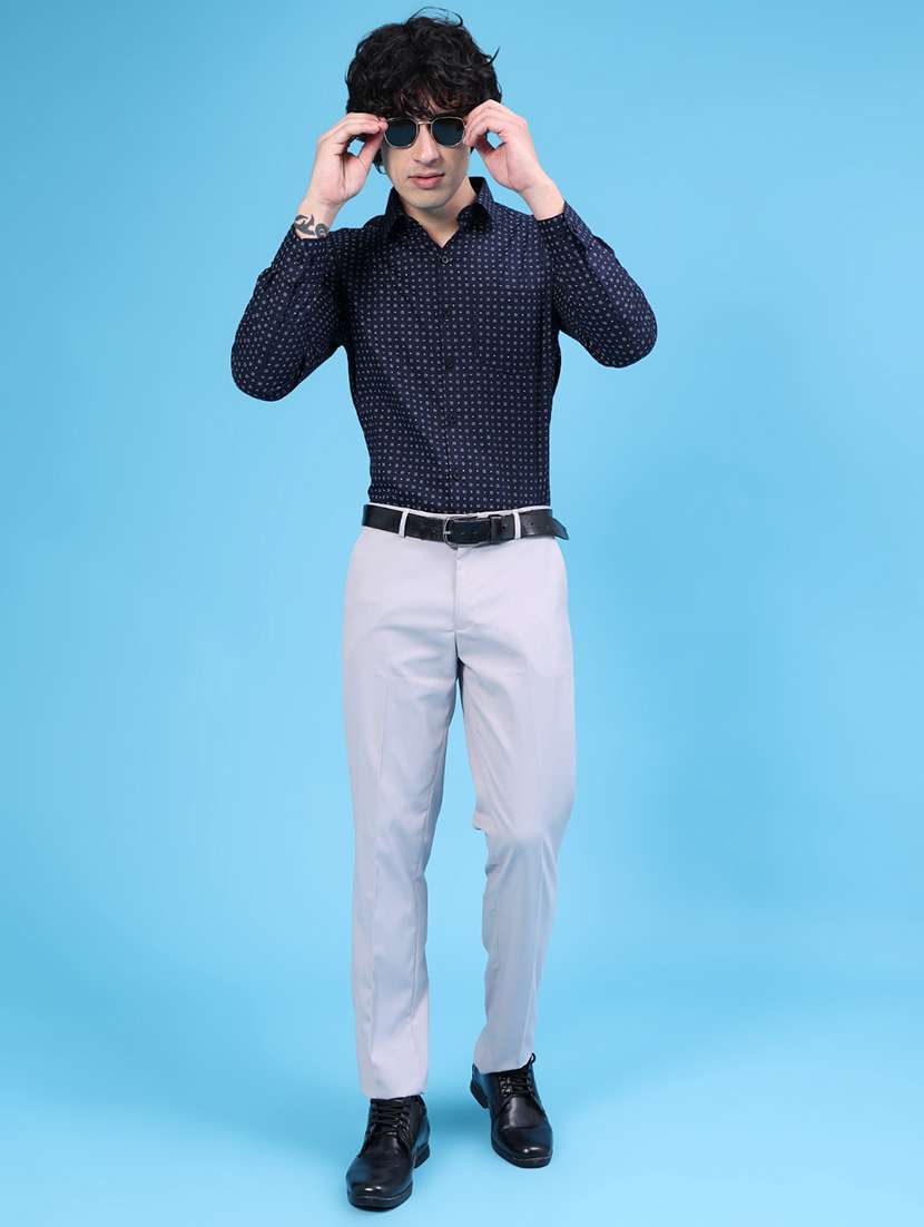 Men Solid Mid Rise Flat Front Formal Trouser - 22546287 -  Standard Image - 5