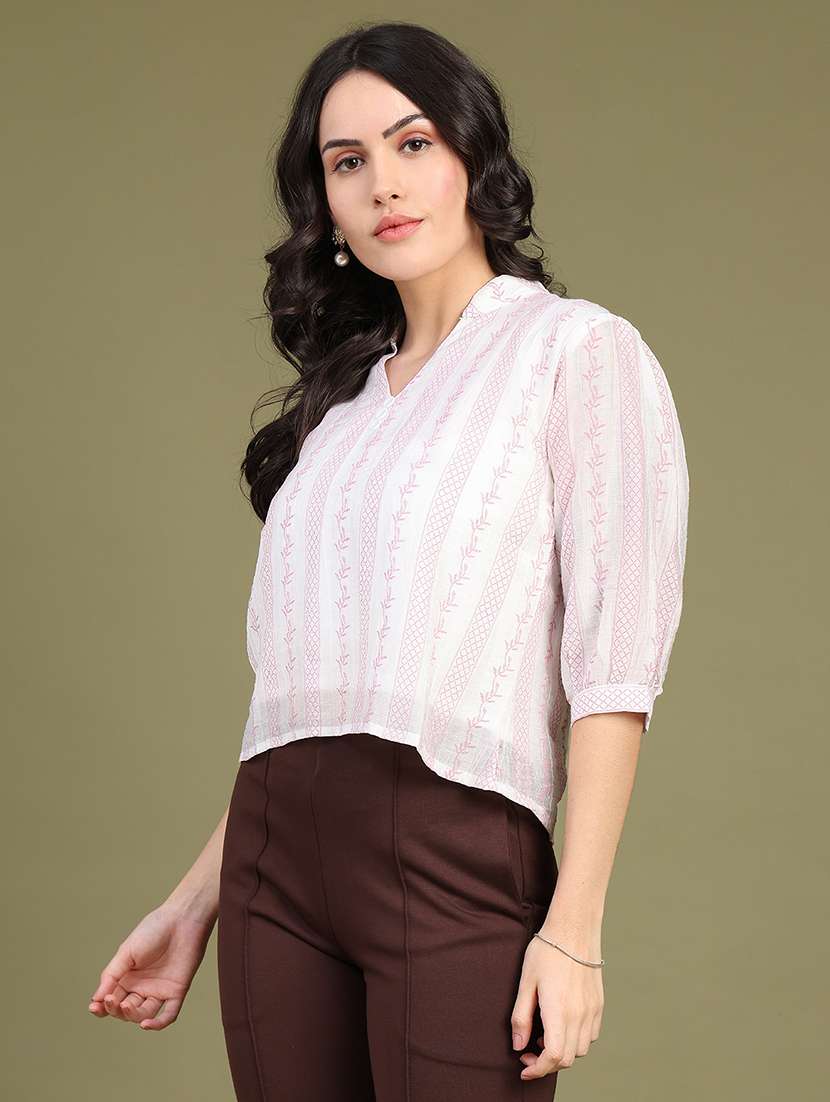 Women Printed Three Quarter Sleeves Regular Top - 22546291 -  Standard Image - 3