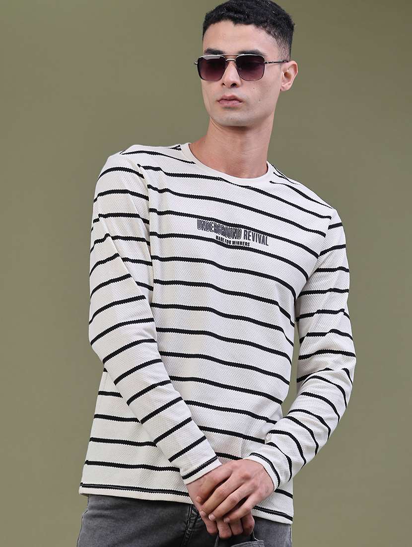 men striped long sleeve regular fit t-shirt