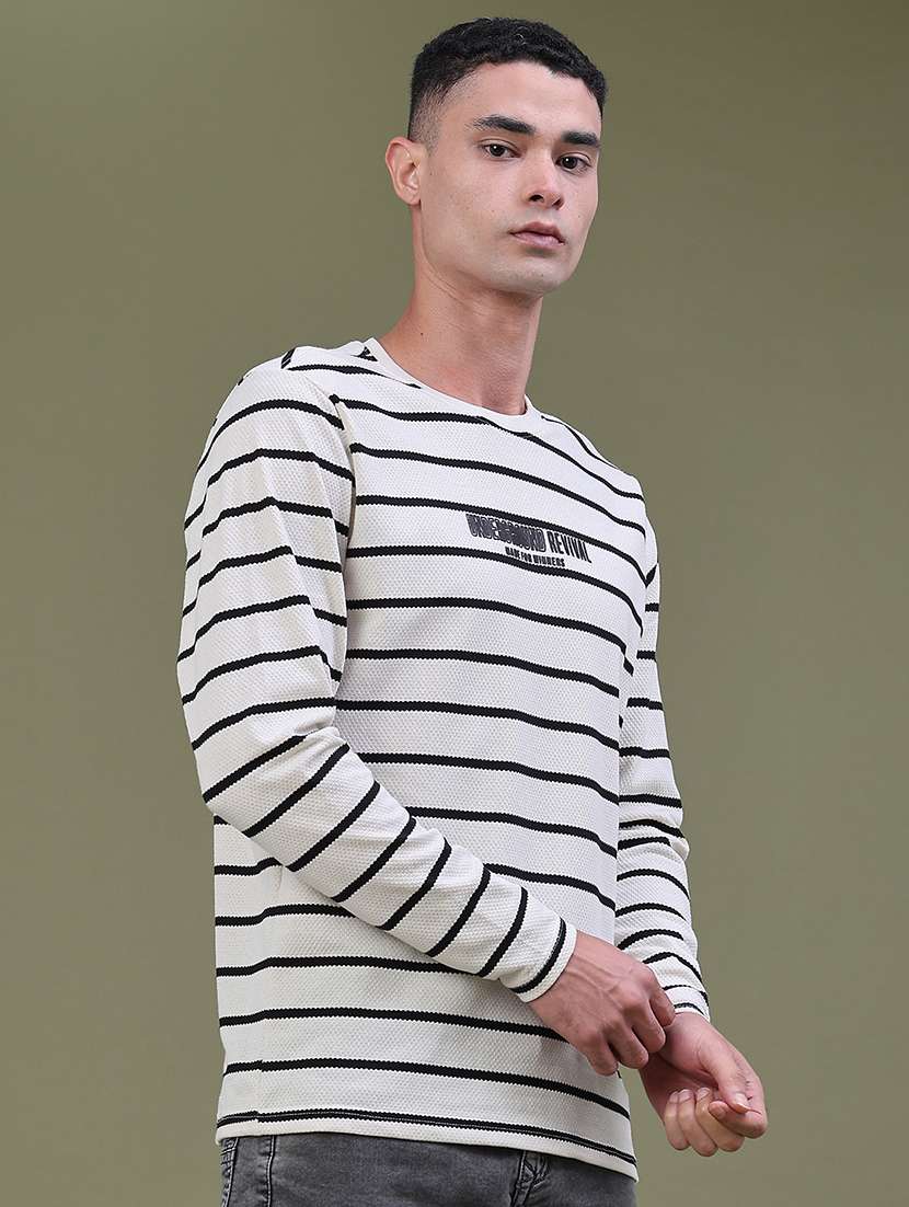 Men Striped Long Sleeve Regular Fit T-shirt - 22546400 -  Standard Image - 3