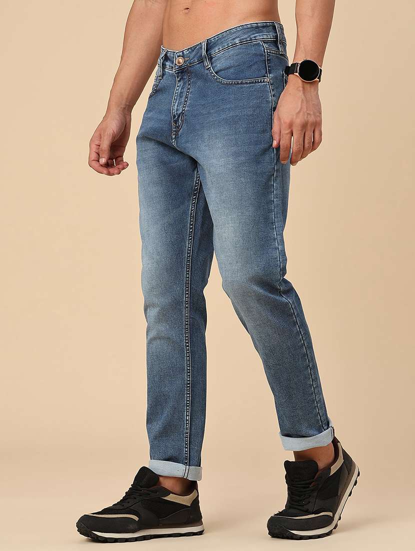 Men Washed Mid Rise Full Length Tapered Jeans - 22546778 -  Standard Image - 3