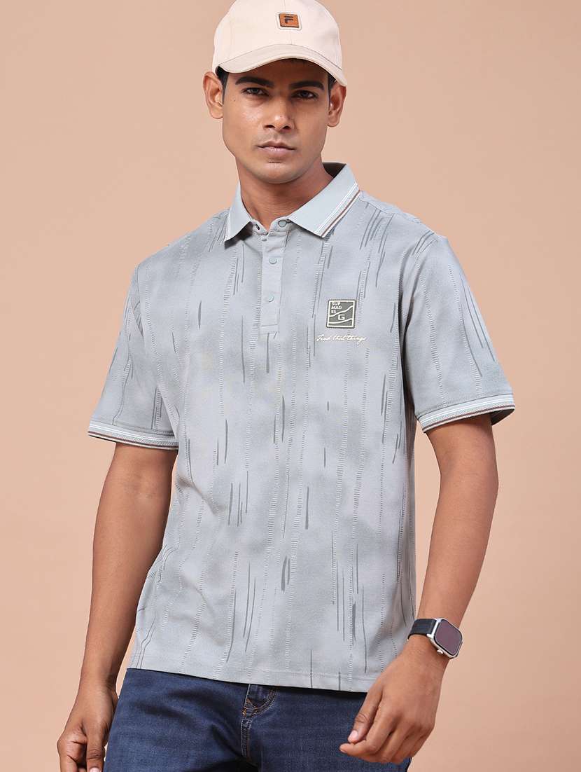 men printed short sleeves polo t-shirt