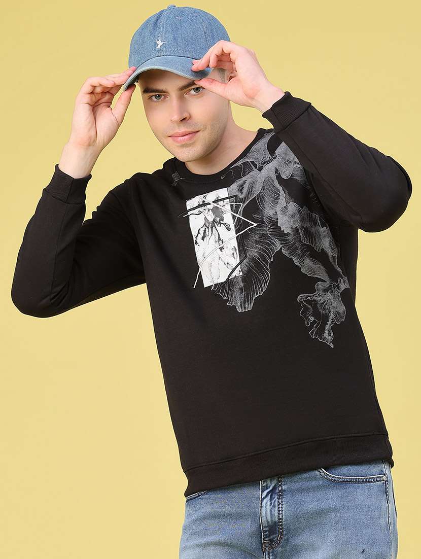 men printed long sleeves regular fit sweatshirt