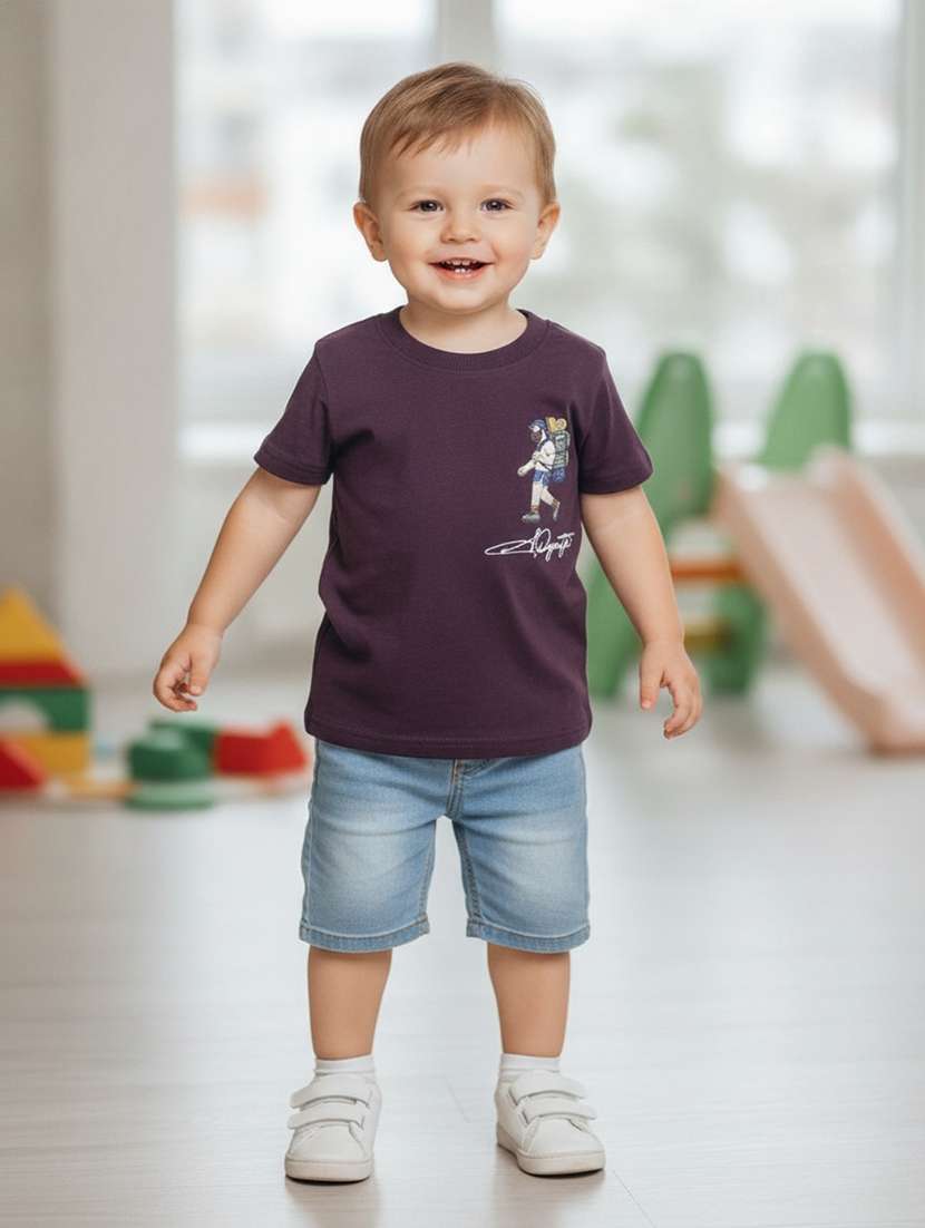 boys embroidered short sleeves regular fit t-shirt