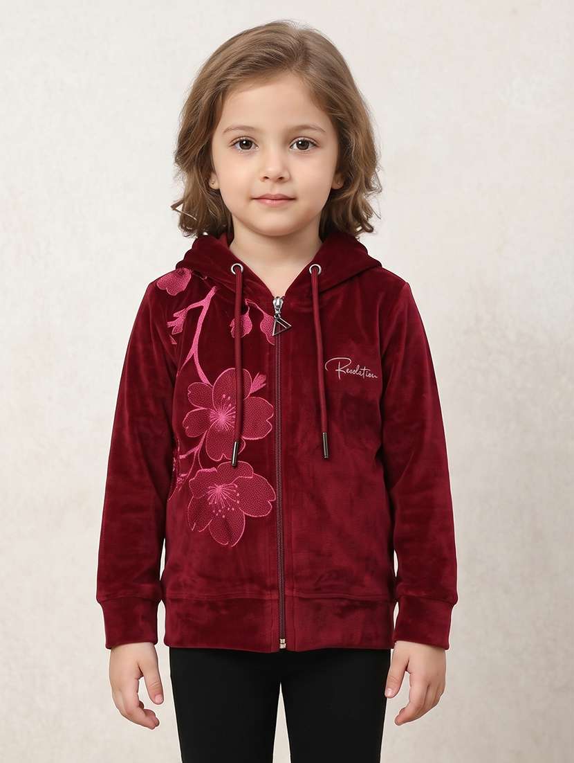 girls printed long sleeves hooded sweatshirt