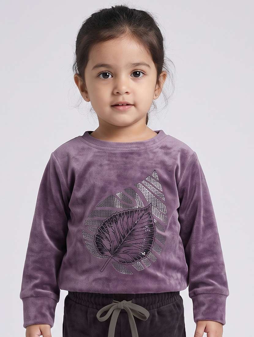 girls printed long sleeves regular fit sweatshirt