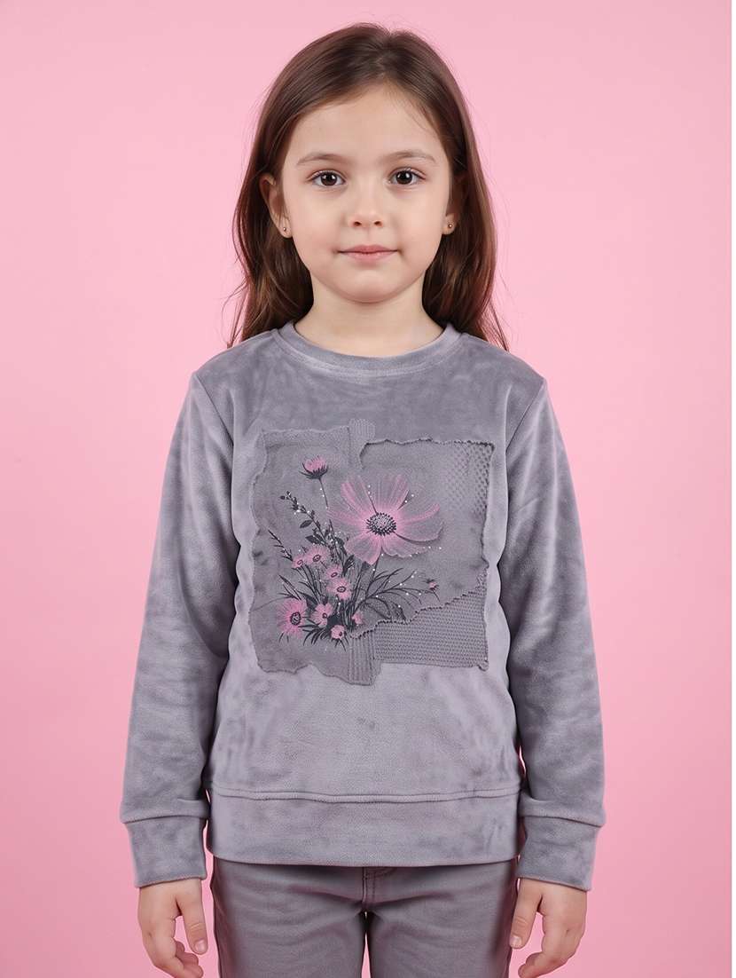 girls printed long sleeves regular fit sweatshirt