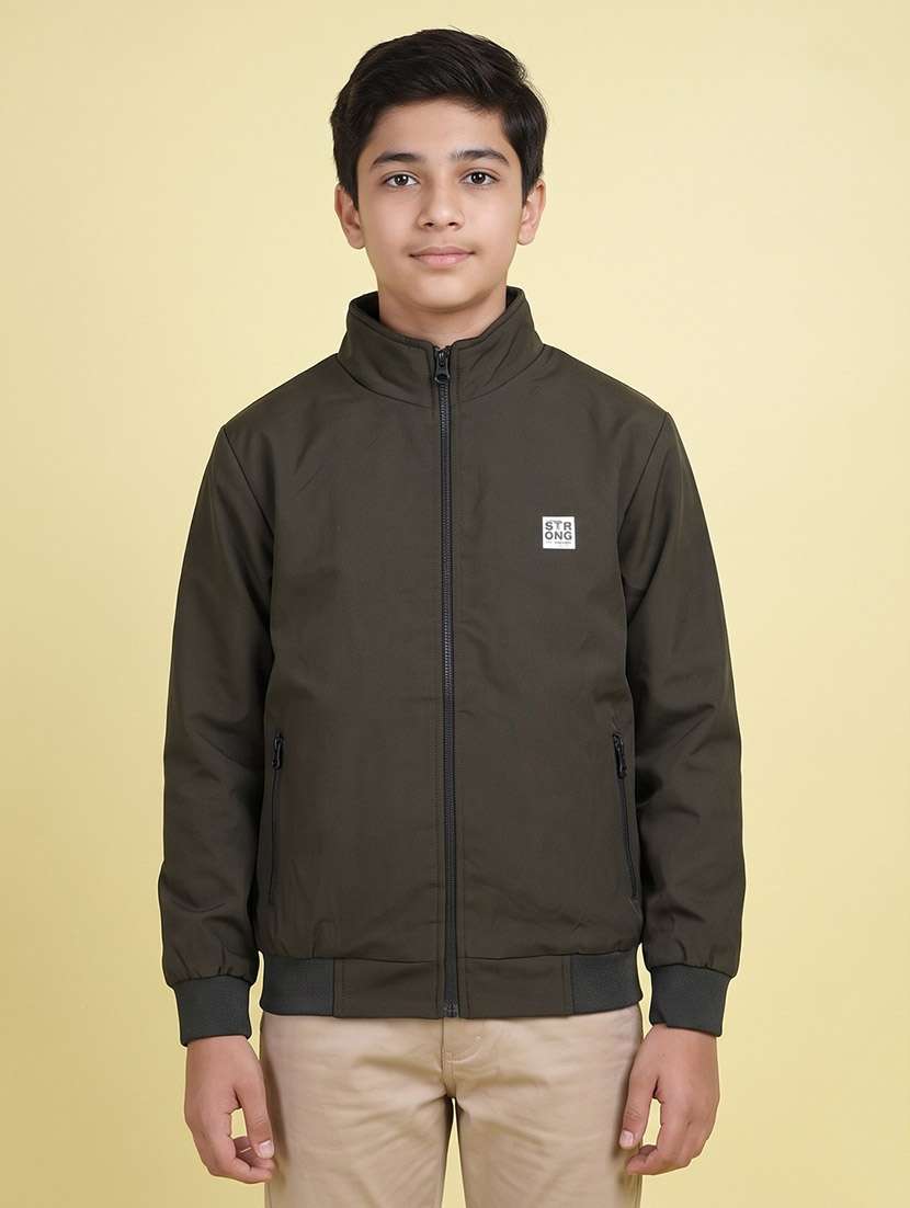 boys solid long sleeves bomber jacket