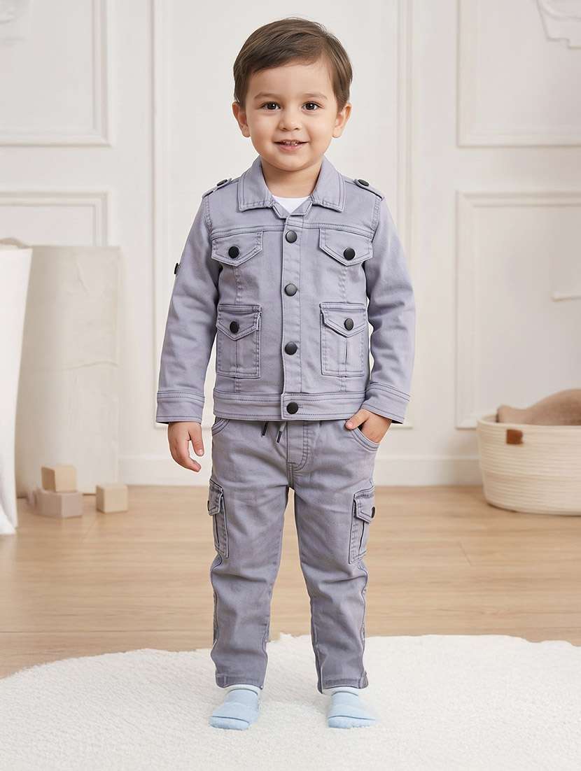 boys solid long sleeves full length set