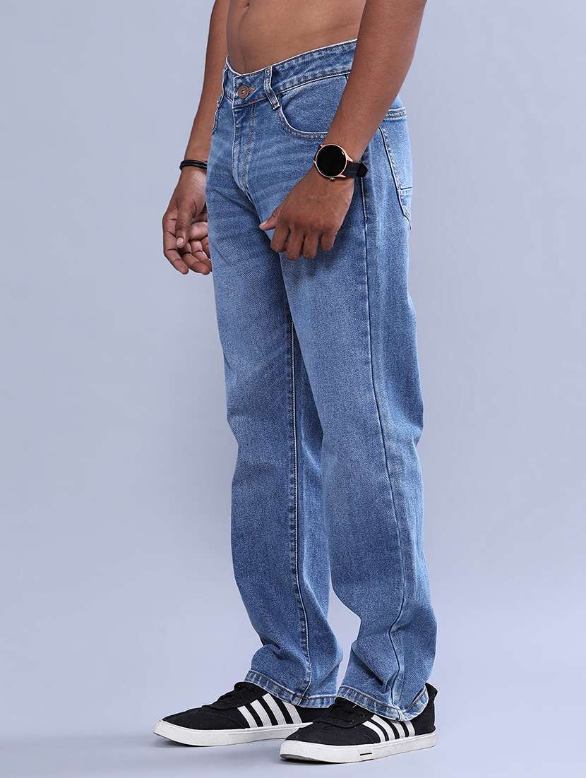 Men Washed Mid Rise Full Length Straight Jeans - 22547496 -  Standard Image - 3