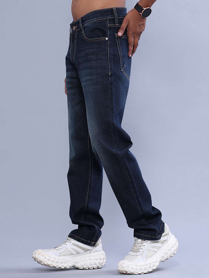 Men Washed Mid Rise Full Length Straight Jeans - 22547497 -  Standard Image - 3
