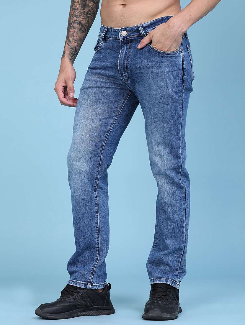 men washed mid rise full length straight jeans - 22547513 -  Standard Image - 3
