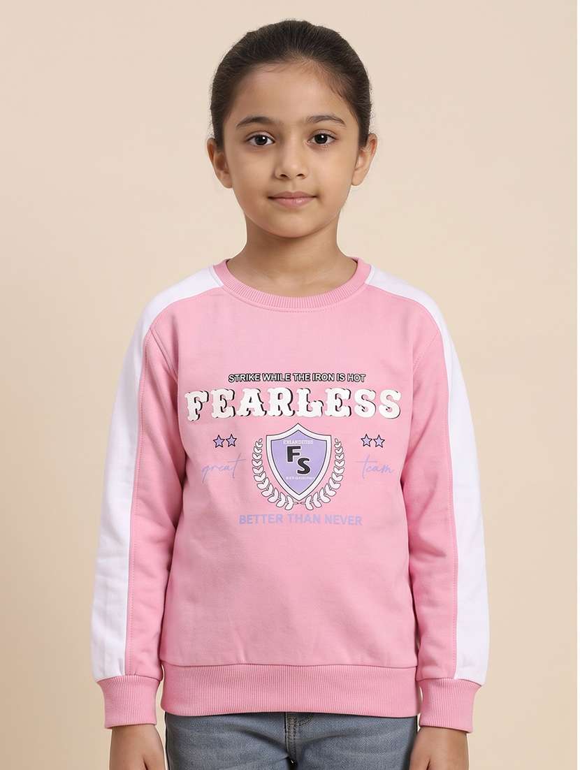 girls printed long sleeves regular fit sweatshirt