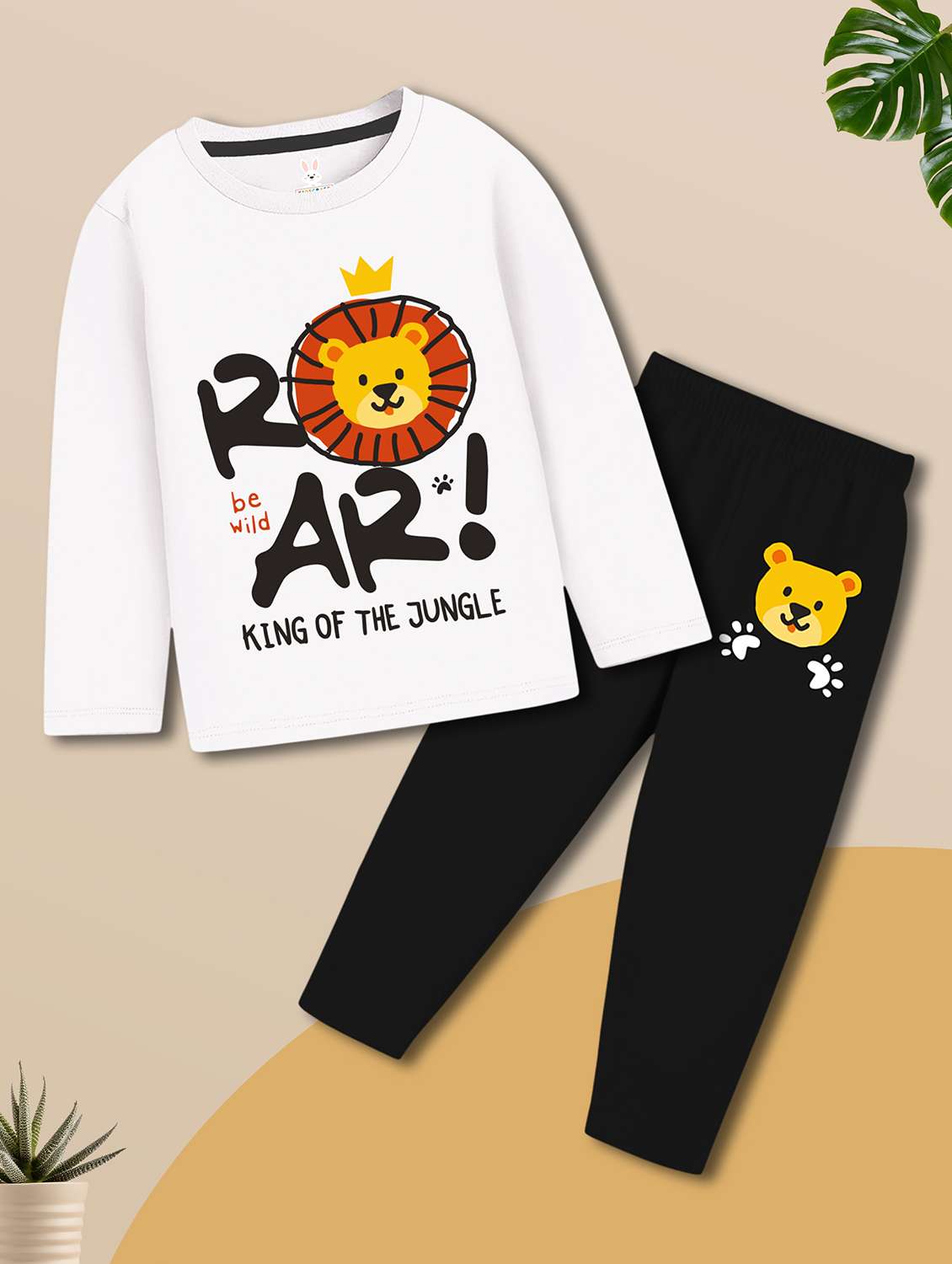boys printed long sleeves nightwear set