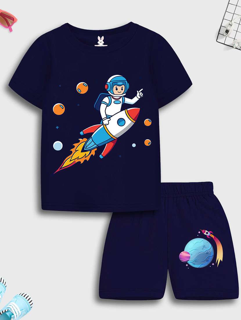boys printed short sleeve t-shirt & shorts set